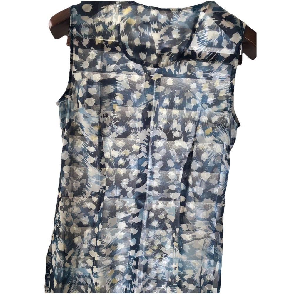 CAbi M Avery Sleeveless Tunic Blouse Blue Chiffon Button Up Side‎ Slit Spring - Picture 9 of 9